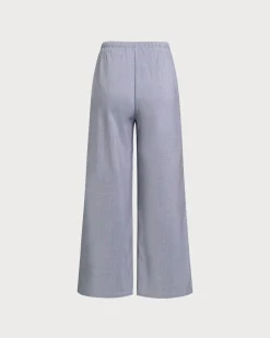 Grey Elastic Straight Waist Pants