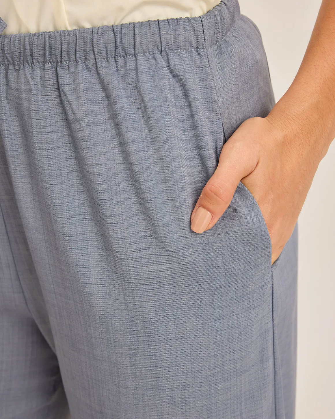 Grey Elastic Straight Waist Pants