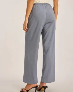 Grey Elastic Straight Waist Pants