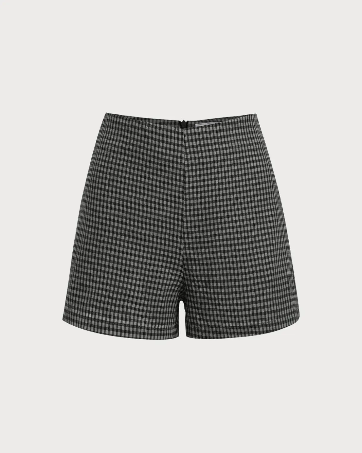 Grey High Waisted Plaid Shorts