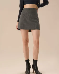 Grey Plaid Mini Skirt