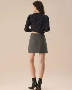 Grey Plaid Mini Skirt