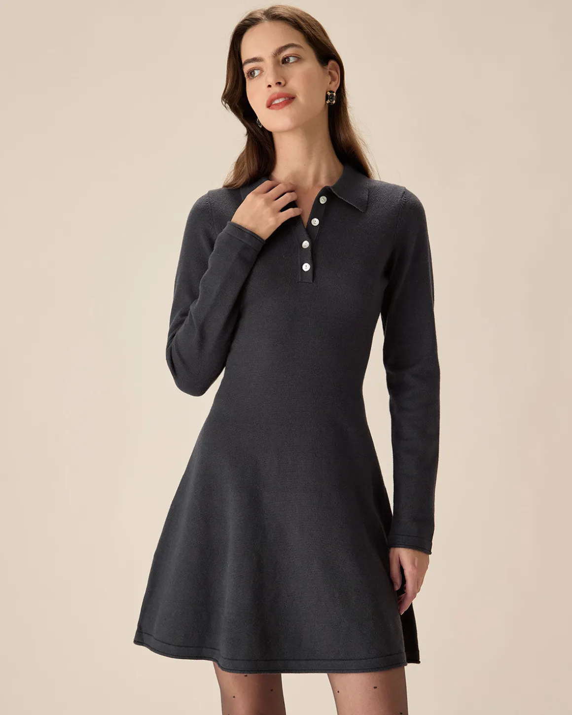 Grey Pleated Sweater Mini Dress