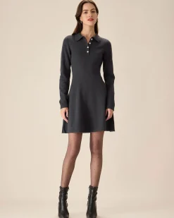 Grey Pleated Sweater Mini Dress