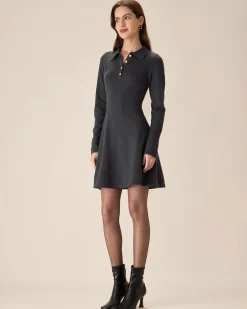 Grey Pleated Sweater Mini Dress