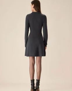 Grey Pleated Sweater Mini Dress