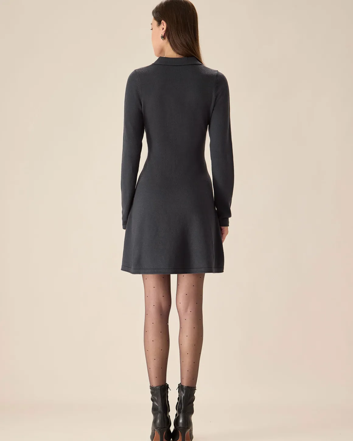 Grey Pleated Sweater Mini Dress