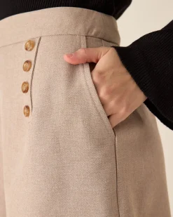 Khaki High-waisted Pocket Shorts