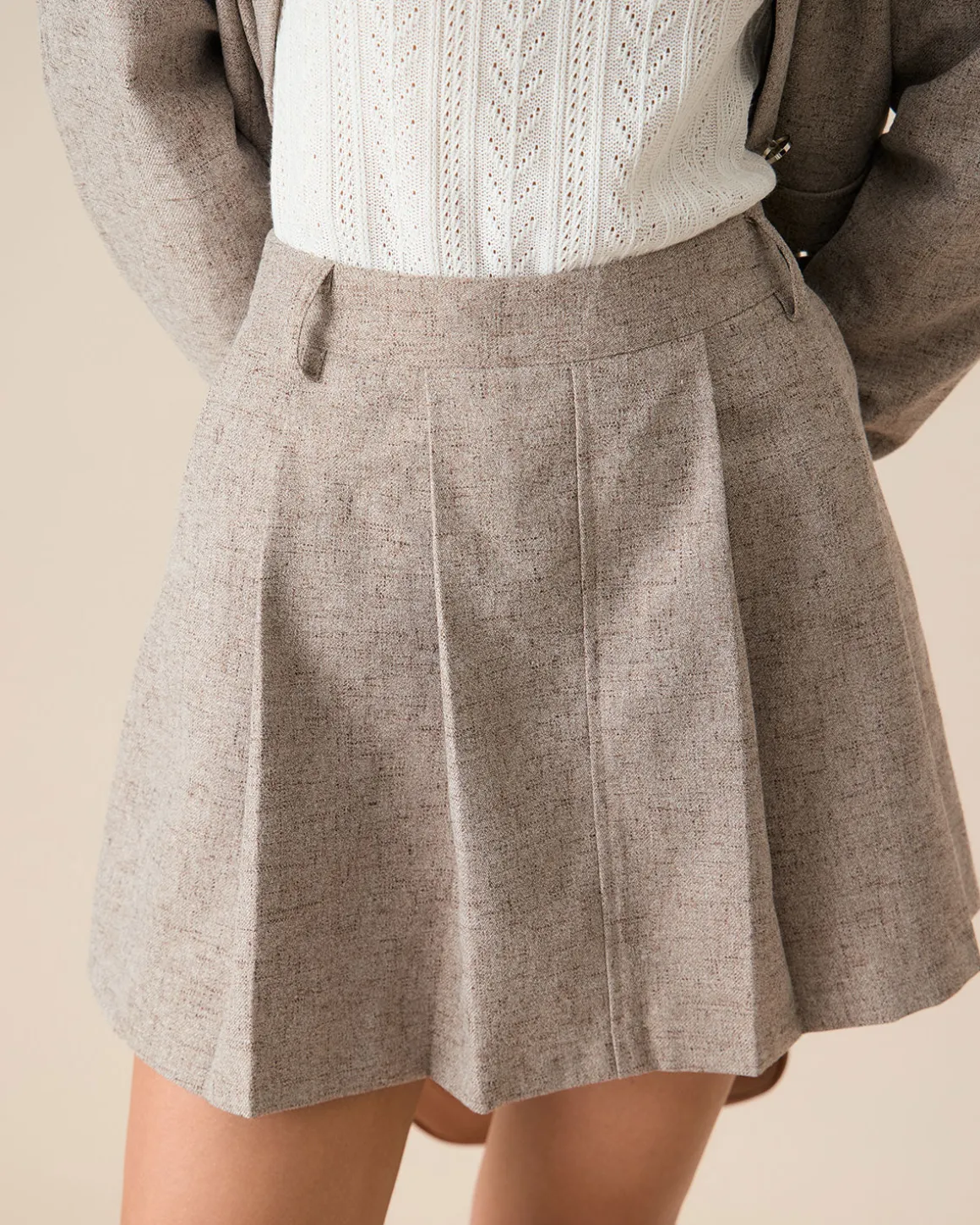 Khaki Pocket Pleated Mini Skirt