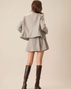 Khaki Pocket Pleated Mini Skirt