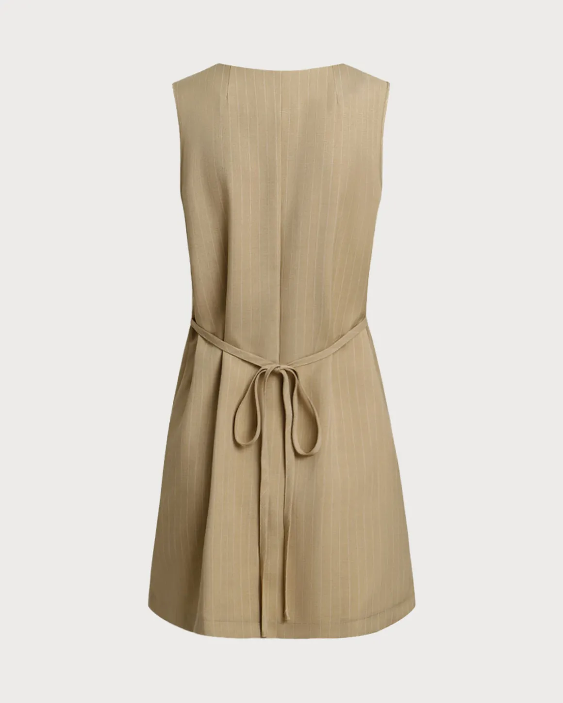 Khaki Round Neck Button Mini Dress