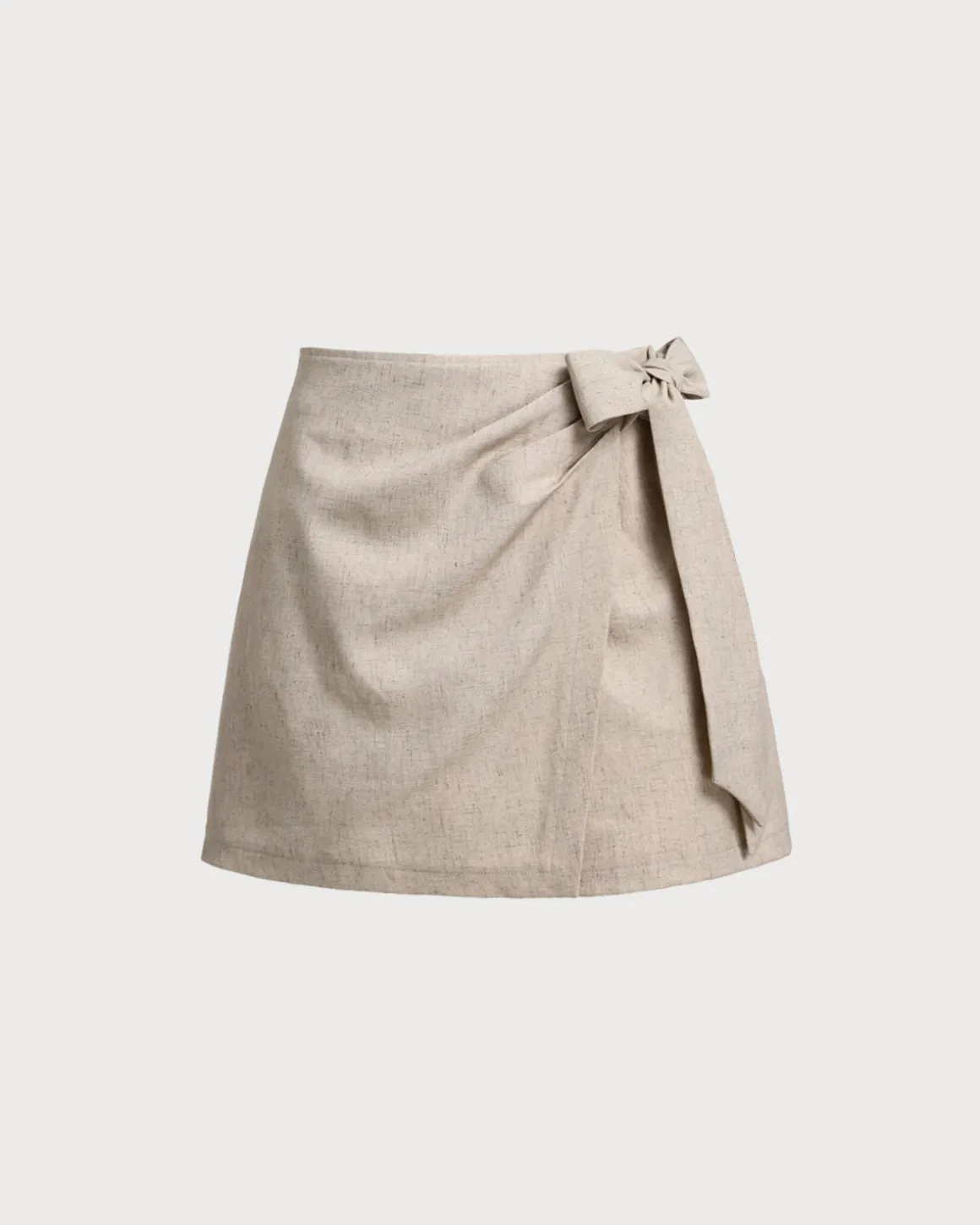 Khaki Ruched A-Line Skort