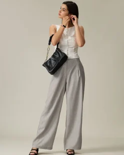 Khaki Striped Pocket Pants