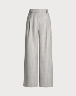 Khaki Striped Pocket Pants