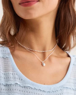 Metal Pearl Double Necklace