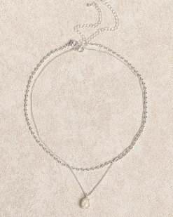 Metal Pearl Double Necklace