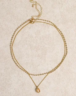 Metal Pearl Double Necklace