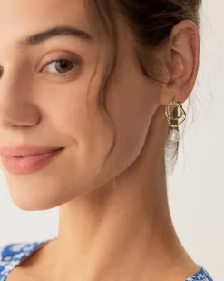 Metal Pearl Earrings