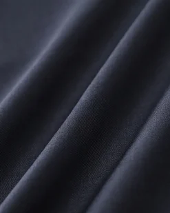 Navy Mock Neck High Waist Midi Dress