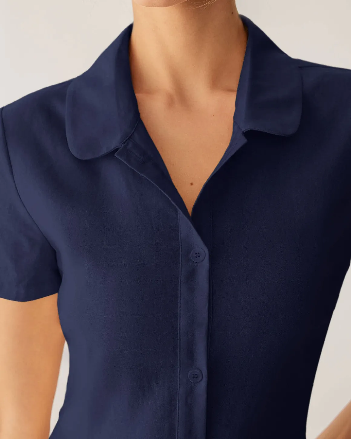 Navy Pocket Short Sleeve Midi Dress