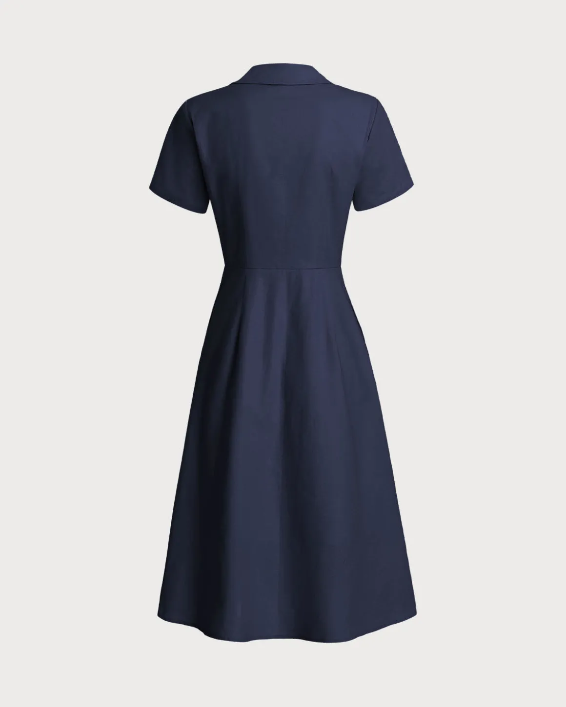 Navy Pocket Short Sleeve Midi Dress