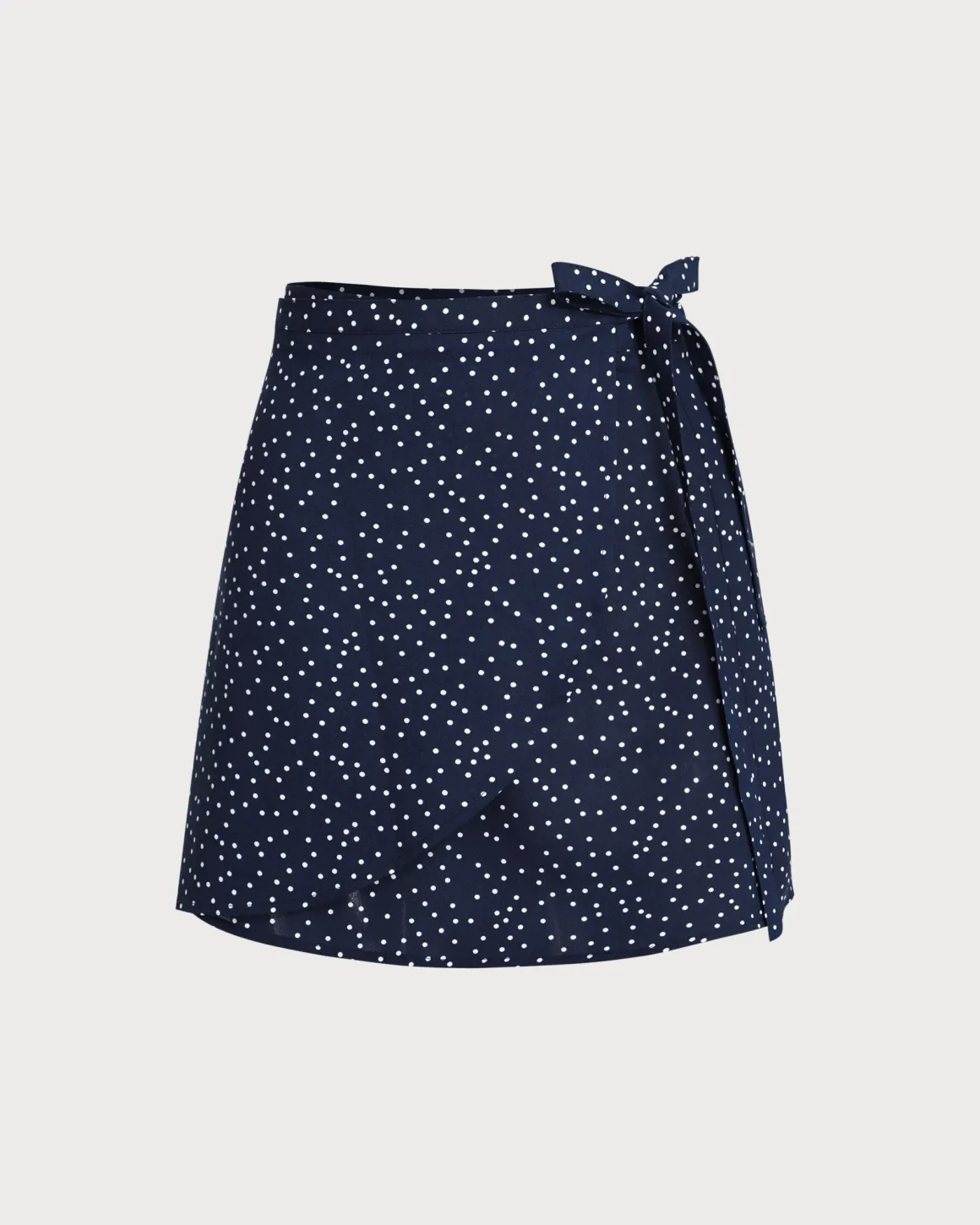 Navy Polka Dot Wrap Mini Skirt