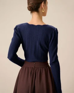 Navy Round Neck Slim Sweater