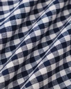 Navy Square Neck Plaid Mini Dress