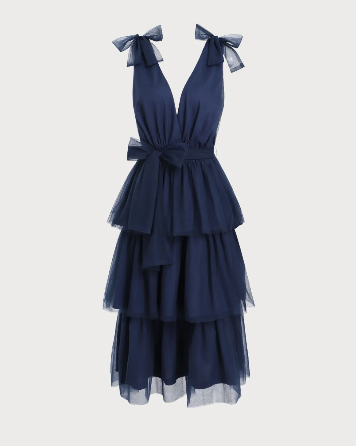 Navy Tiered Backless Maxi Dress