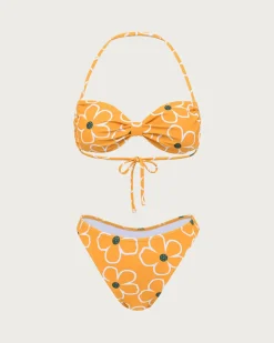 Orange Floral Triangle Bikini Set