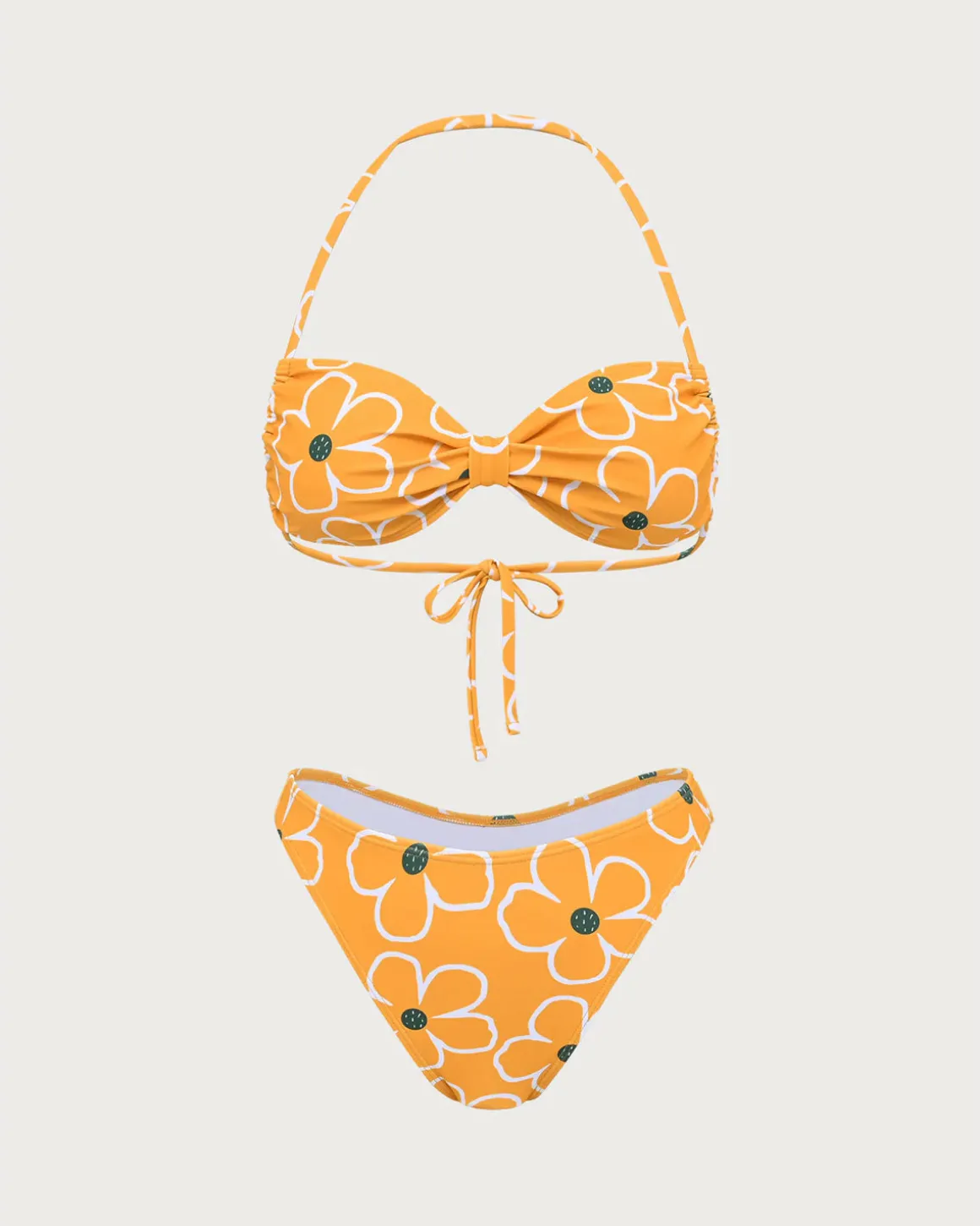 Orange Floral Triangle Bikini Set