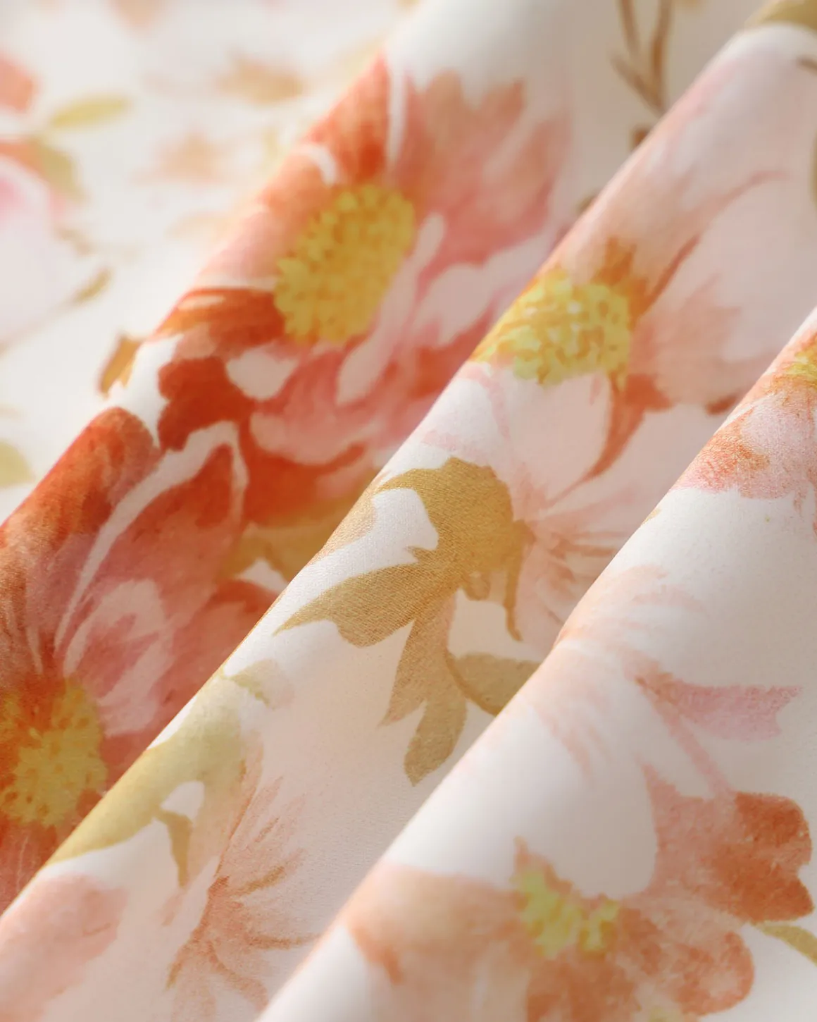 Orange Floral V-Neck Puffed Sleeve Maxi Dress