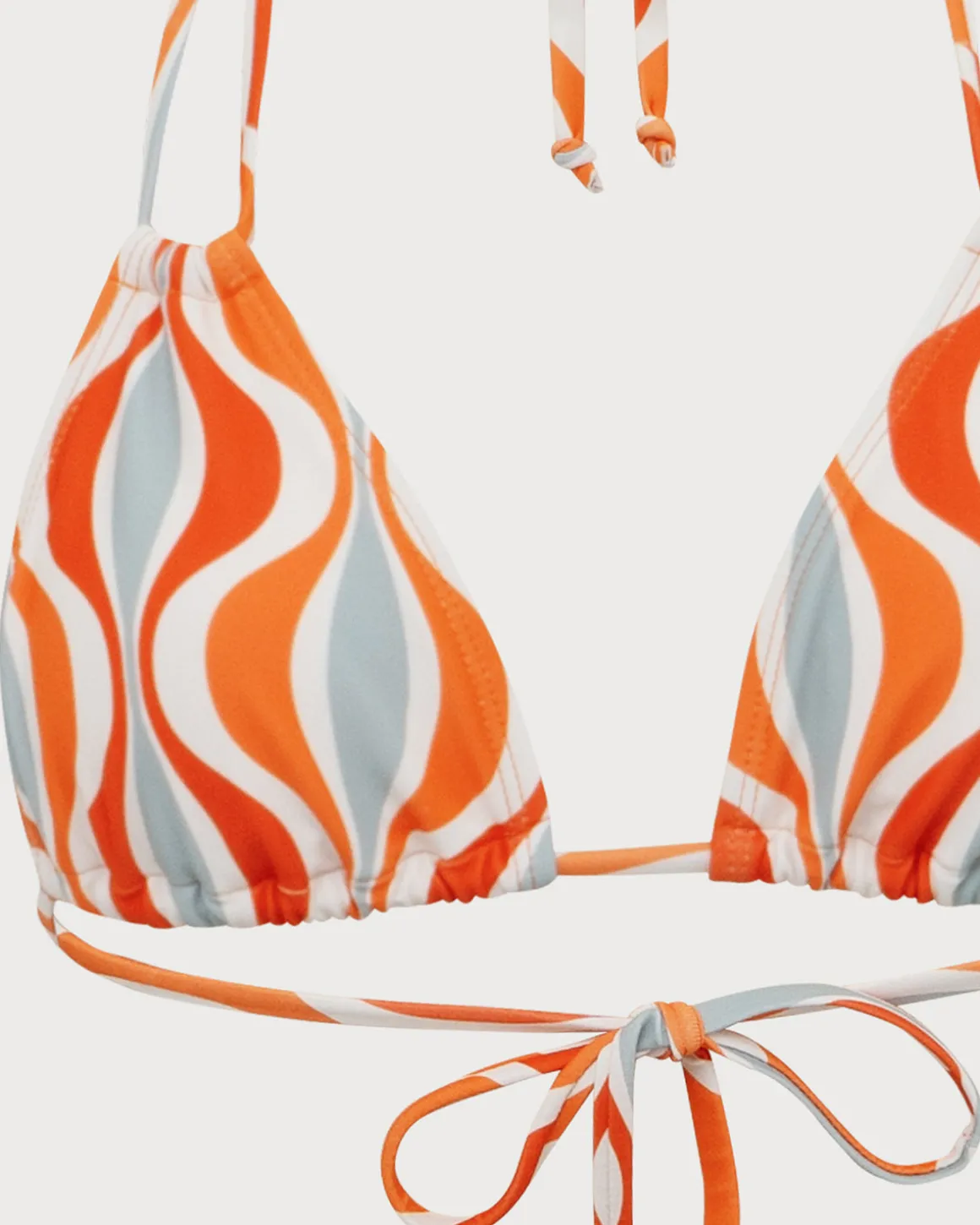 Orange Knitted Wave Print Bikini Set