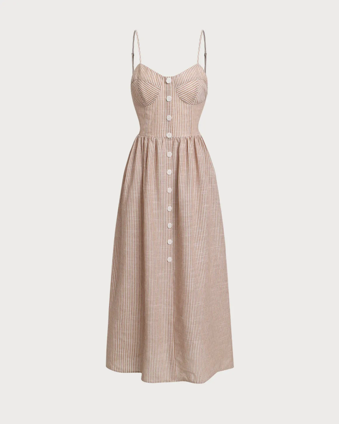 Orange Striped Sweetheart Neck Slip Maxi Dress