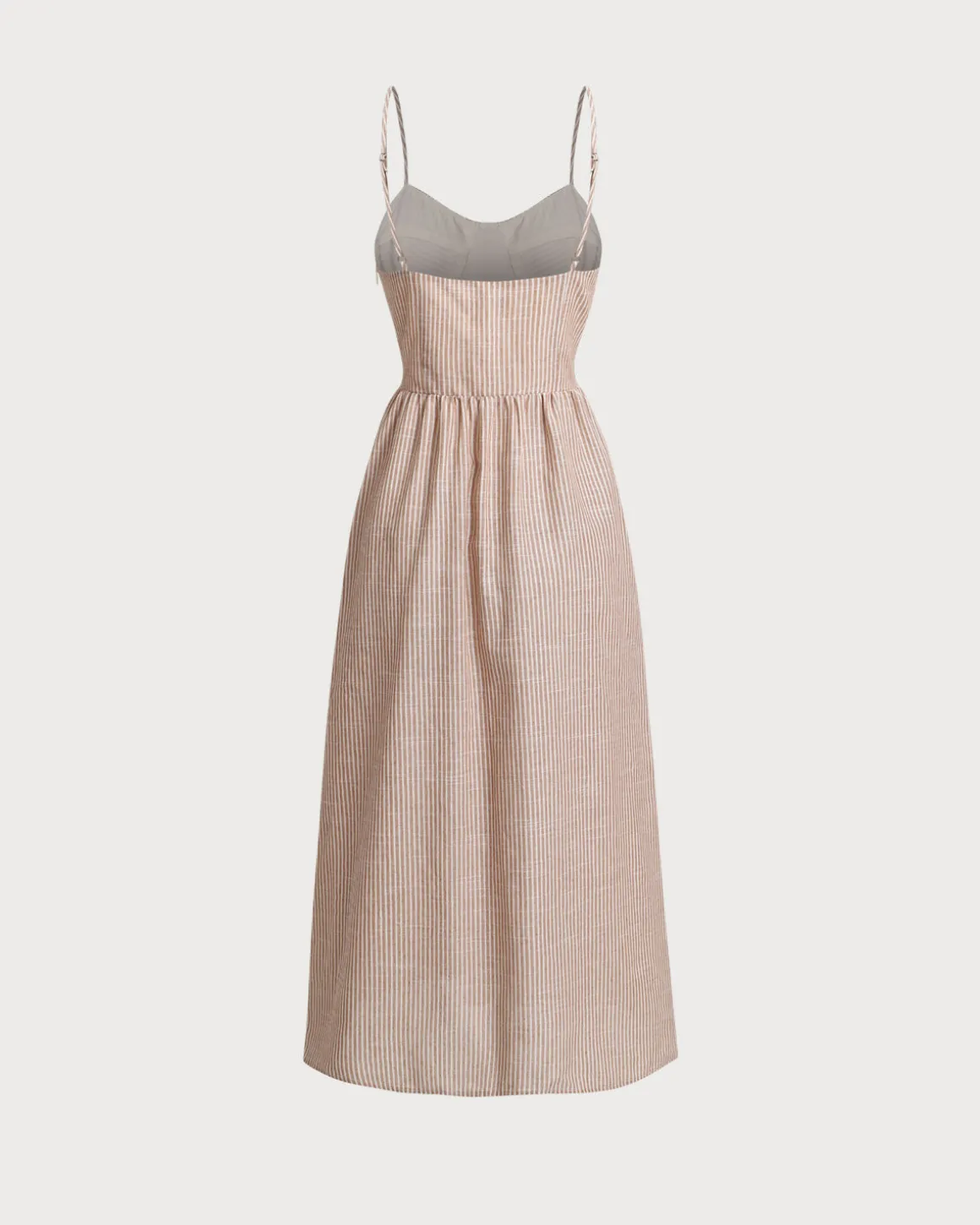 Orange Striped Sweetheart Neck Slip Maxi Dress