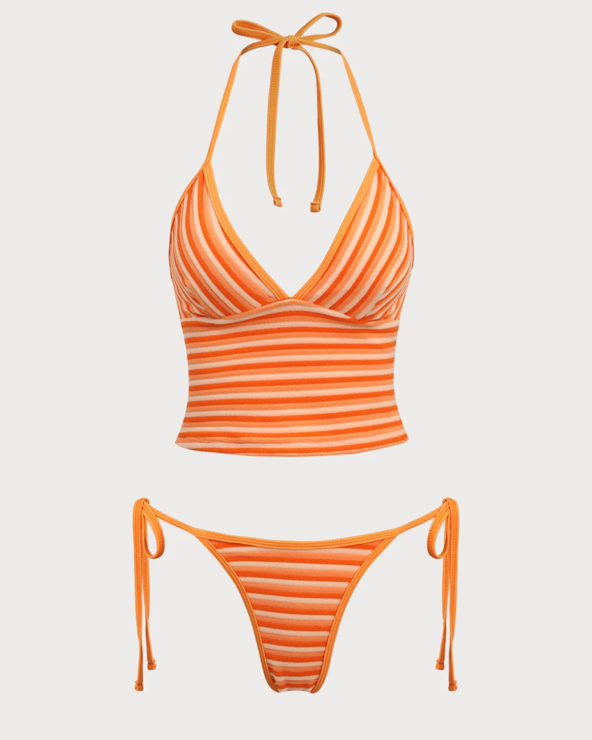 Orange Striped Tankini Swimsuit