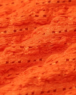 Orange Textured Drawstring Bikini Set