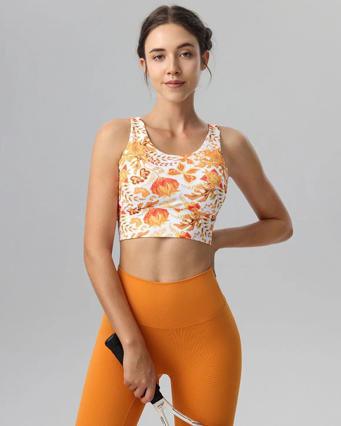 Orange V-shape Tank Top - Light Support