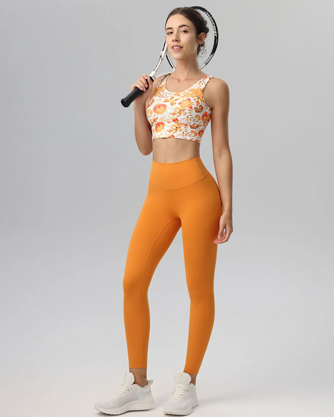 Orange V-shape Tank Top - Light Support
