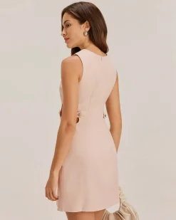 Pink Boat Neck Cut Out Sleeveless Mini Dress