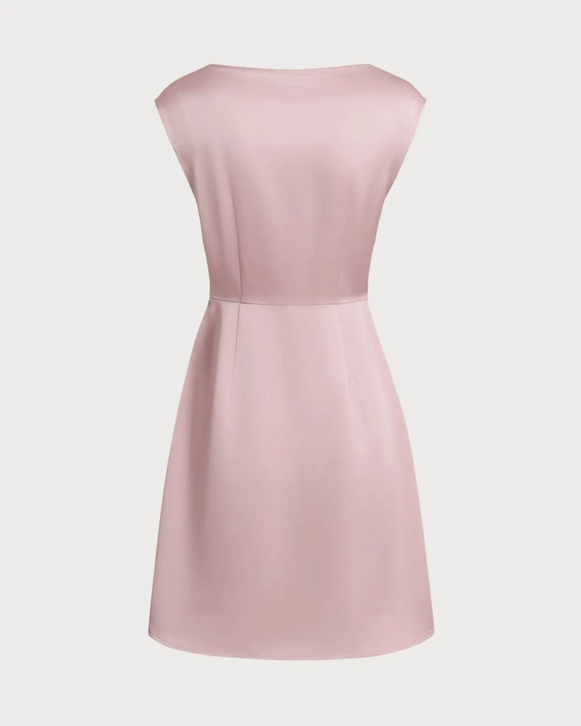 Pink Boat Neck Satin Mini Dress
