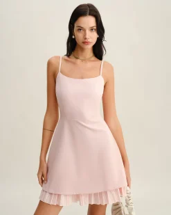Pink Contrast A-Line Slip Mini Dress
