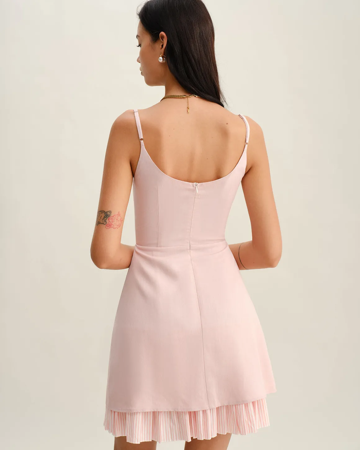 Pink Contrast A-Line Slip Mini Dress