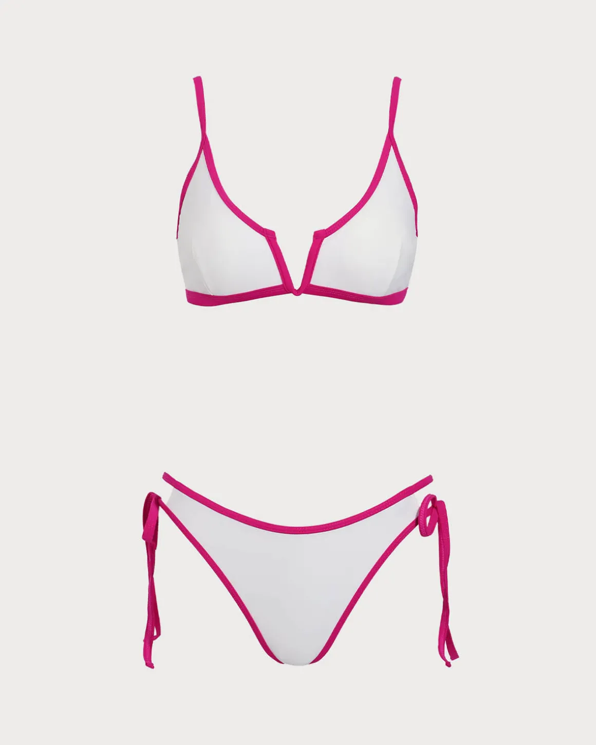Pink Contrast Drawstring Bikini Set