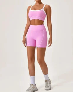Pink Contrast Yoga Tank Top