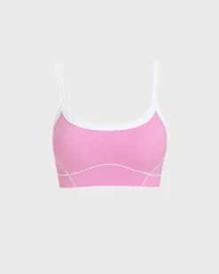 Pink Contrast Yoga Tank Top