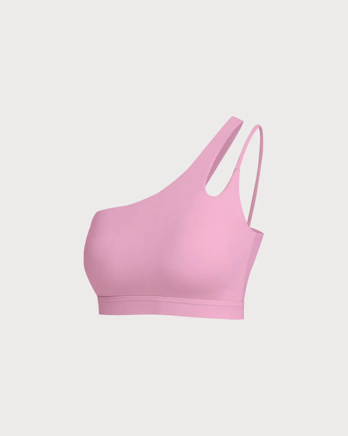 Pink Cropped One Shoulder Yoga Cami Top - Light Support