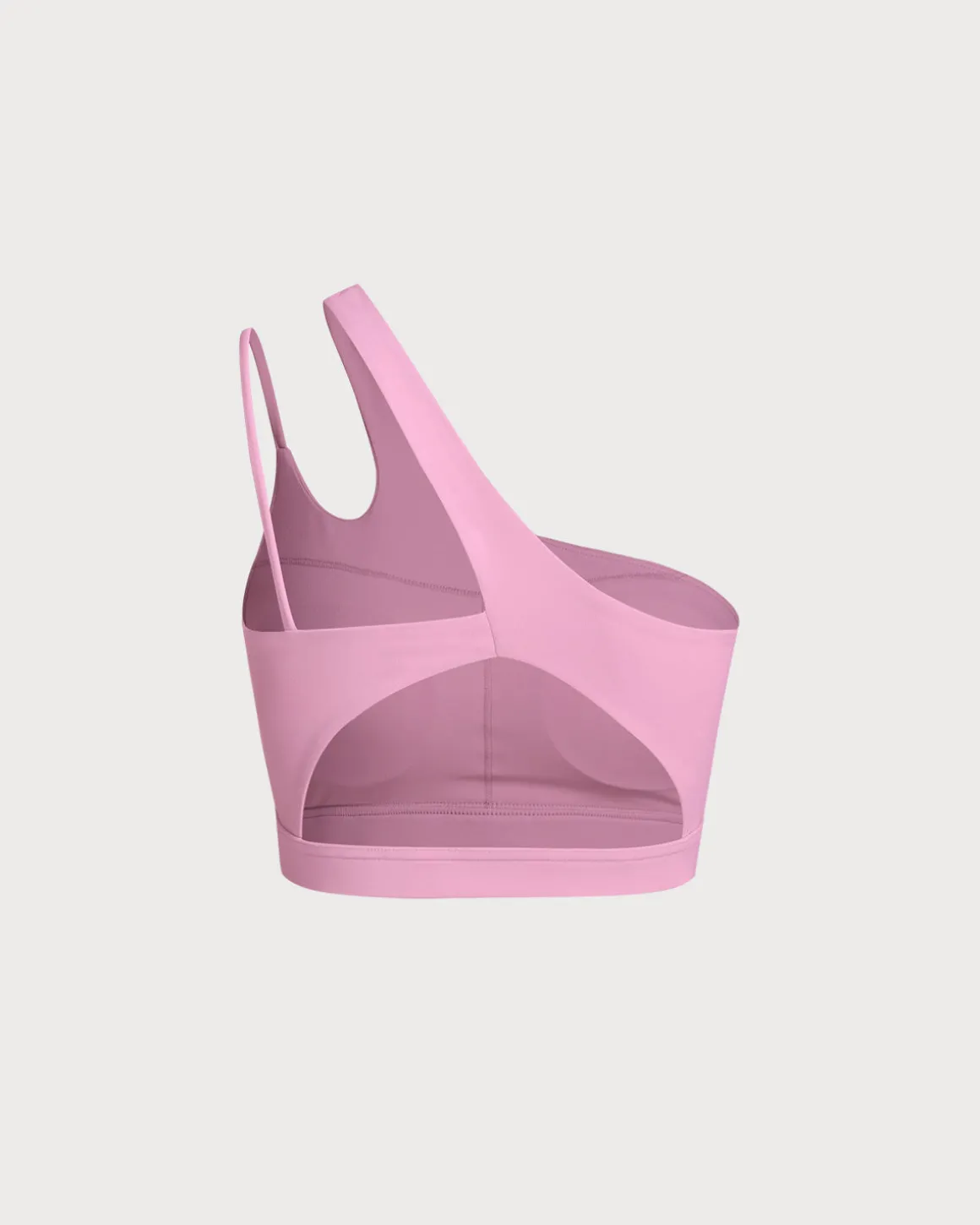 Pink Cropped One Shoulder Yoga Cami Top - Light Support