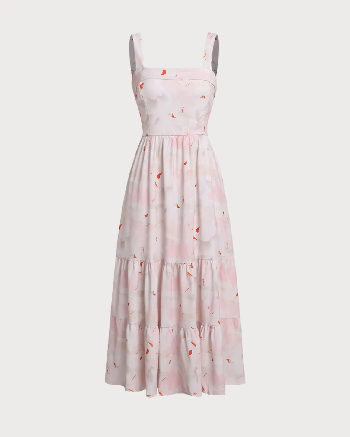 Pink Floral Backless Slip Midi Dress