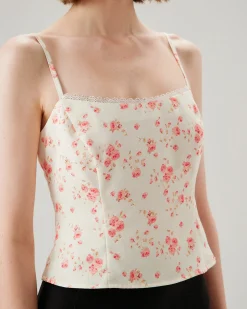 Pink Floral Cropped Cami Top